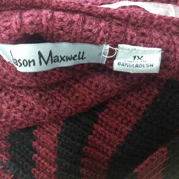 Jason Maxwell Striped Cardigan Deep Wine 1x - Picture 5 of 8